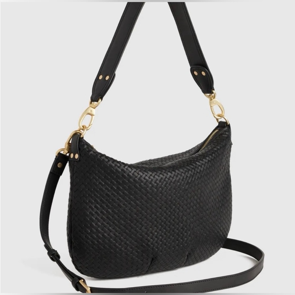🤍New Italian Leather Large Convertible Crescent Handwoven Shoulder Bag